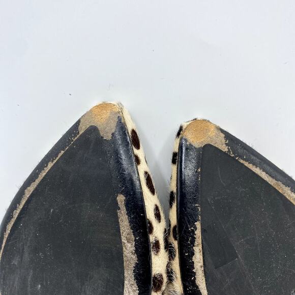 JENNI KAYNE Calf Hair Cheetah Mules Size 6.5 EU 37.5 Pointed Toe Animal Print - Picture 9 of 10